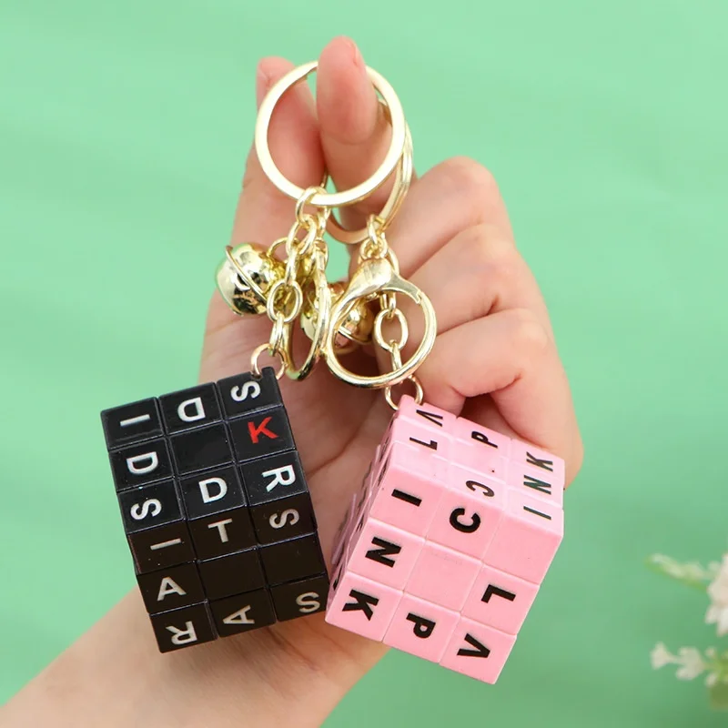 New Cute BLACKP Fans Gift Magic Cube Letter Keychain Pendant Creative Pearl Bag Car Key Wallet Pendant Puzzle Cube Keychain