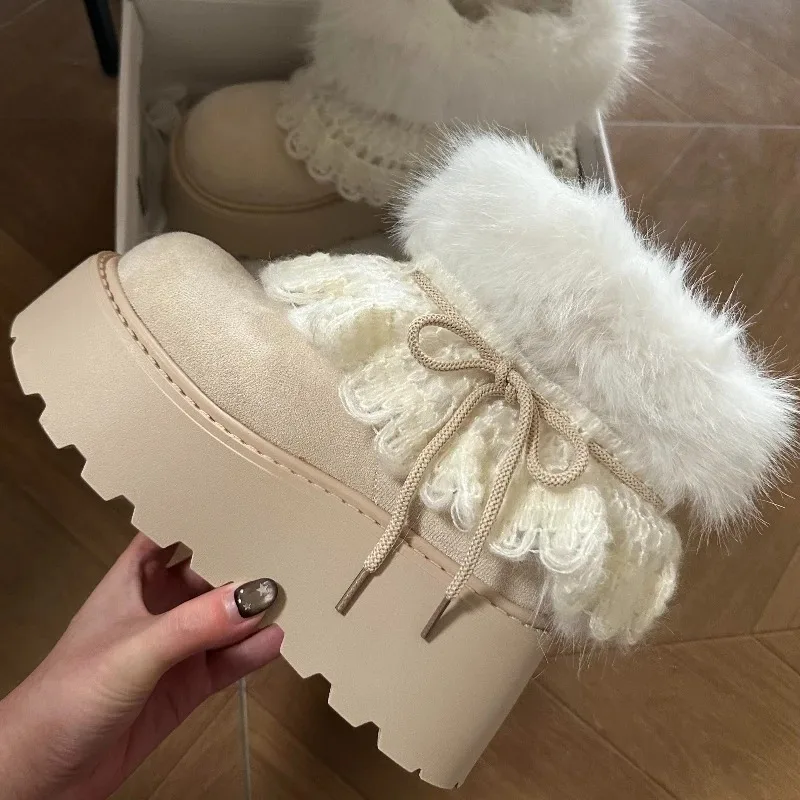 

Fashion Women Snow Boots Retro Bohemian Style Casual Shoes High End Plush Keep Warm Winter Boots Designer Ankle Boot Botas Mujer