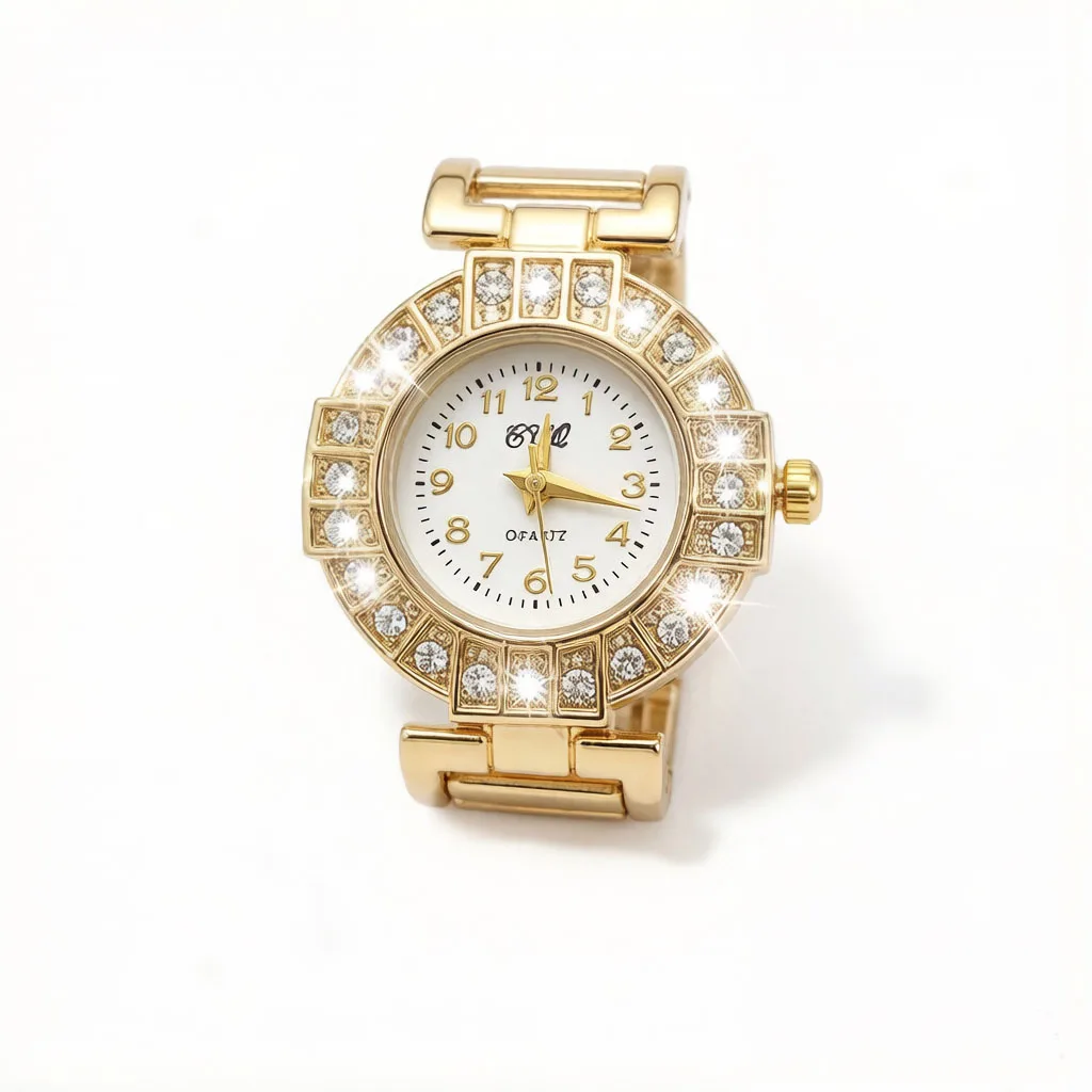 Shsby Diy personality Golden Watch header matching jewelry Small black flowers watch table Watch accessories wholesale
