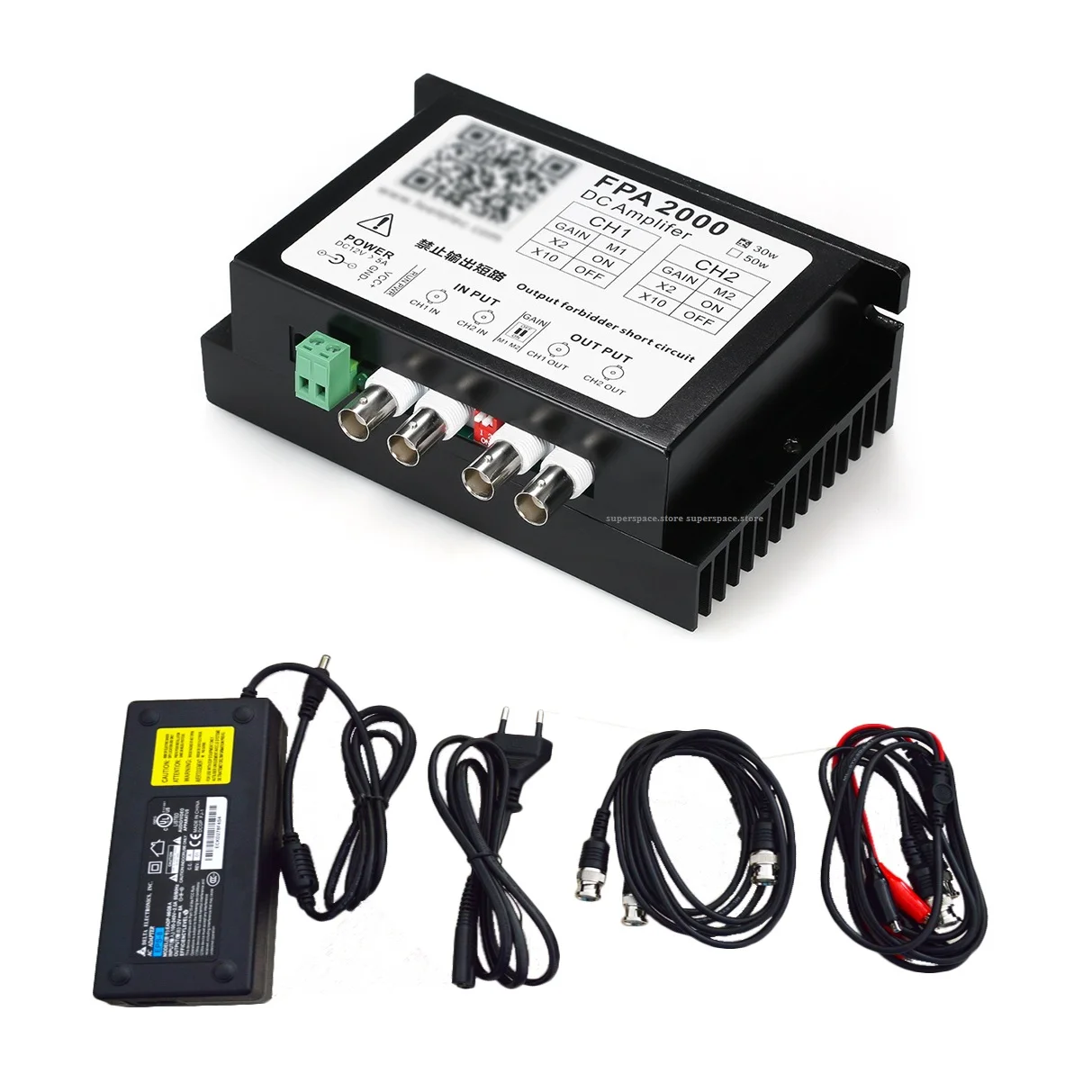 YAO FPA2000-30W FPA2000 50W Dual Channel Power Amplifiers Sine Wave Bandwidth 100KHz Output 100Vpp 1A DC12V Single Power Supply