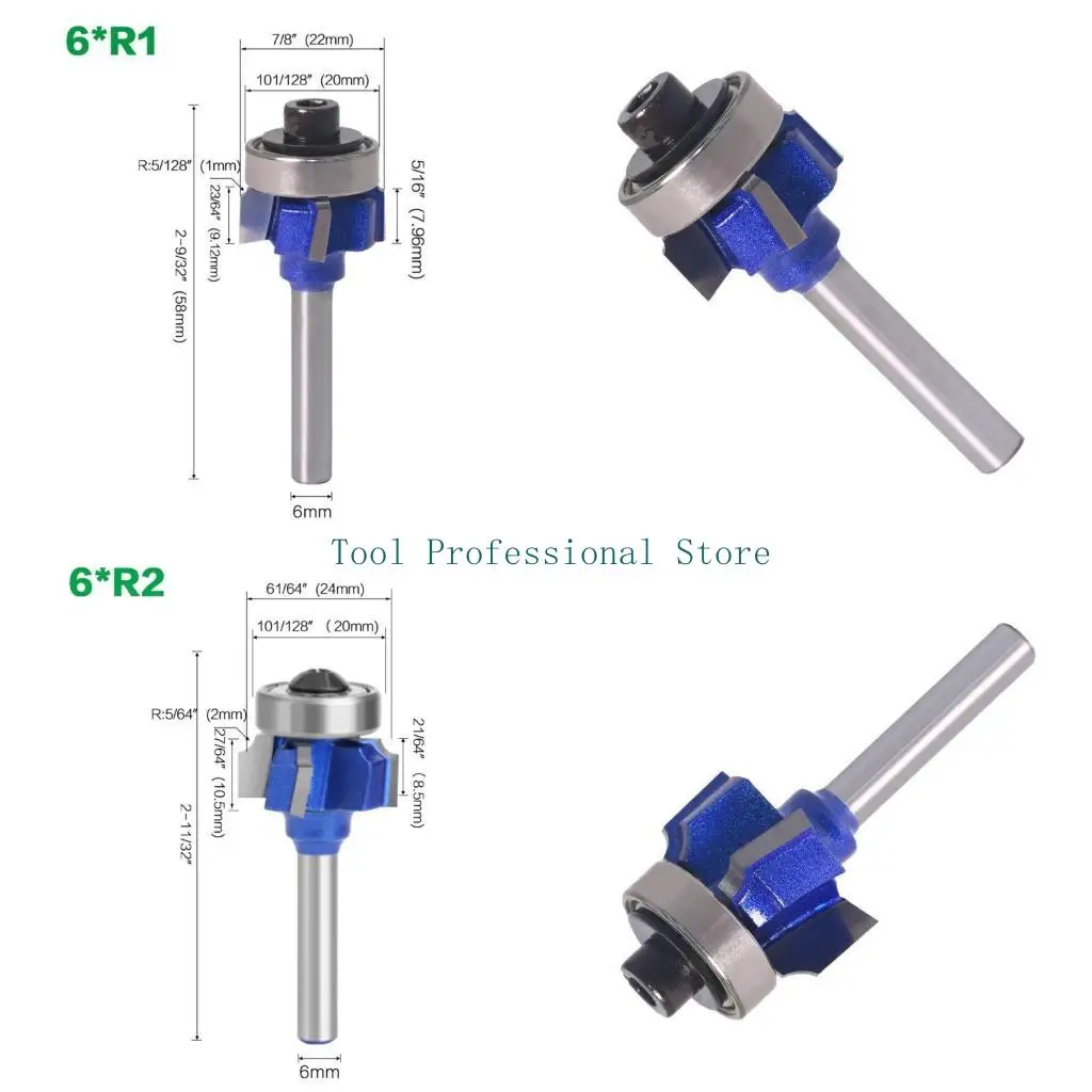 

57QF 1/4" Shank Milling Cutter with Bearing Wood Pvc Router Edge Trimmer Woodworking Four Teeth Trimming Knife Bit WoodEdging