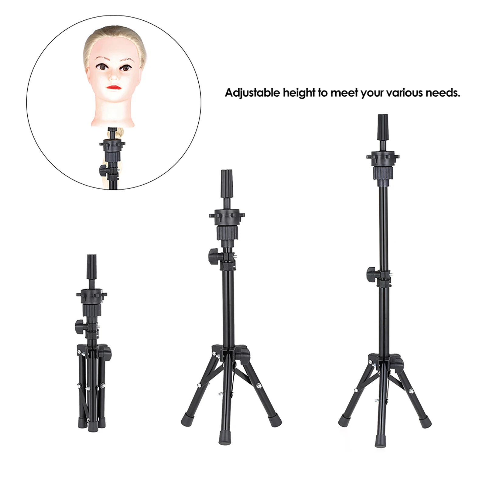 23 inch Wig Head Canvas Block Head Mannequin Head Wig Display Styling Head Hairdressing Practice Stand Model Head Stand Tripod