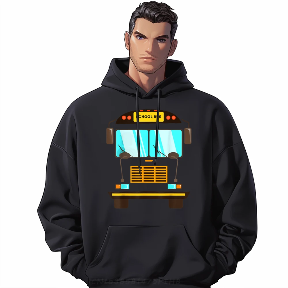 

Printing Long Sleeve Hoodies Mother Day O-Neck Male Hoodies School Bus Costume Funny Yellow Printing Hoodies Retro