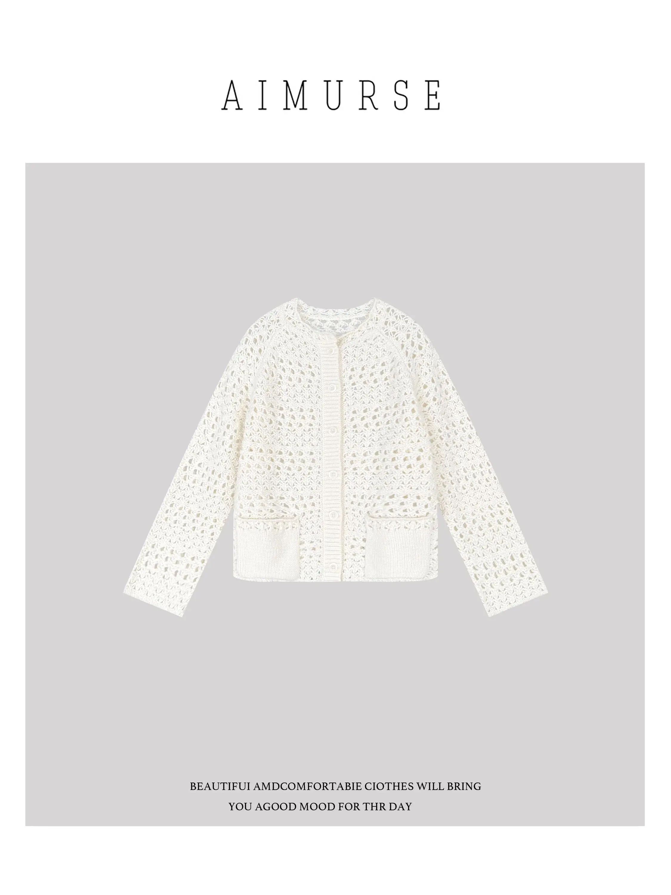 

AIMURSE Casual Hollow Crt Faionable Sweater f Matures Cheese Design Geometric Pattern round Ne Long Sve Women's K...