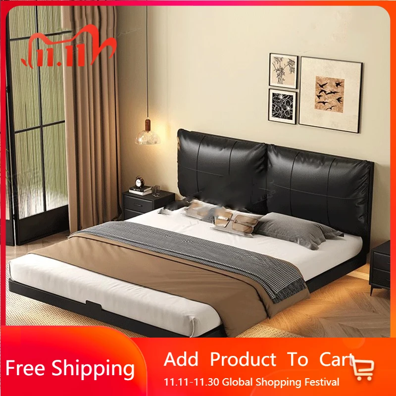 

Metal Platform Floor Bed Tatami Japanese Safe Design Mofern Bed Double Headboards Luxury Letto Matrimoniale Home Furniture