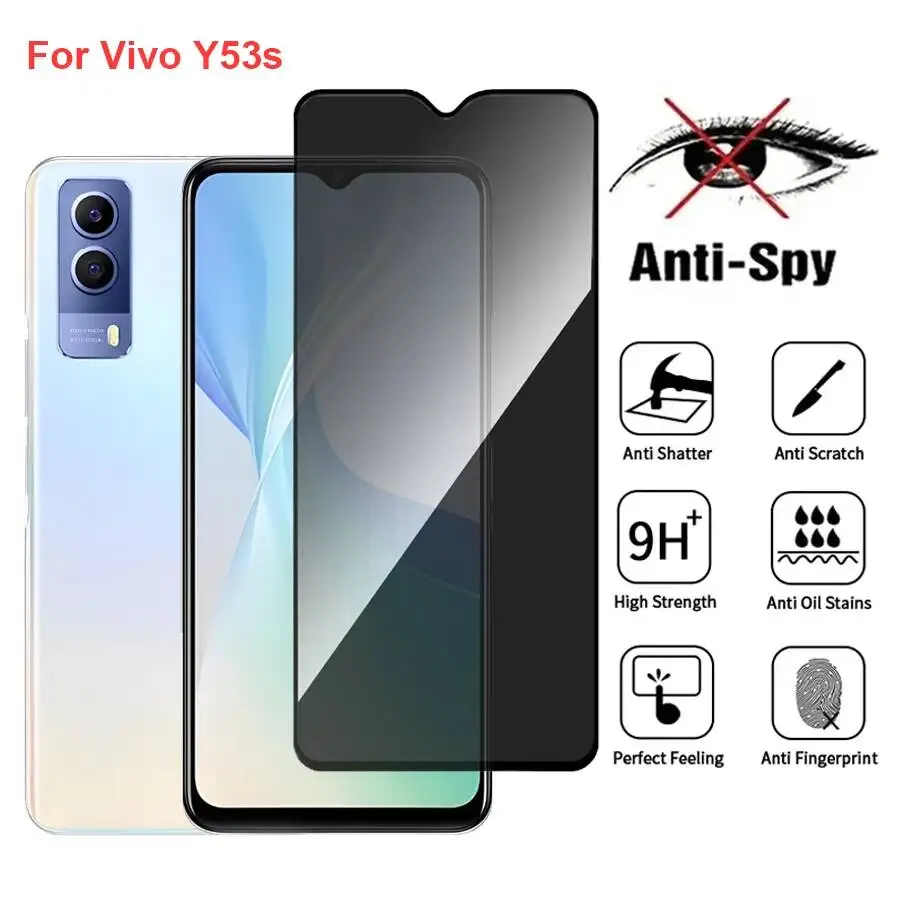 Защитное стекло Vivo Y53s V2111A Anti Spy Privacy из закаленного стекла, совместимое с Vivo Y53s, полноэкранная защитная пленка для телефона
