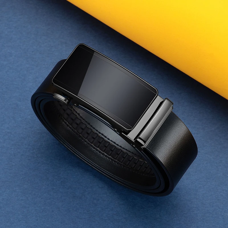 

3.5CM Width Automatic Buckle Belt Cowskin Belt High Quality Men Wasitbad Strap Genuine Leather Gift Business Belt For Jeans