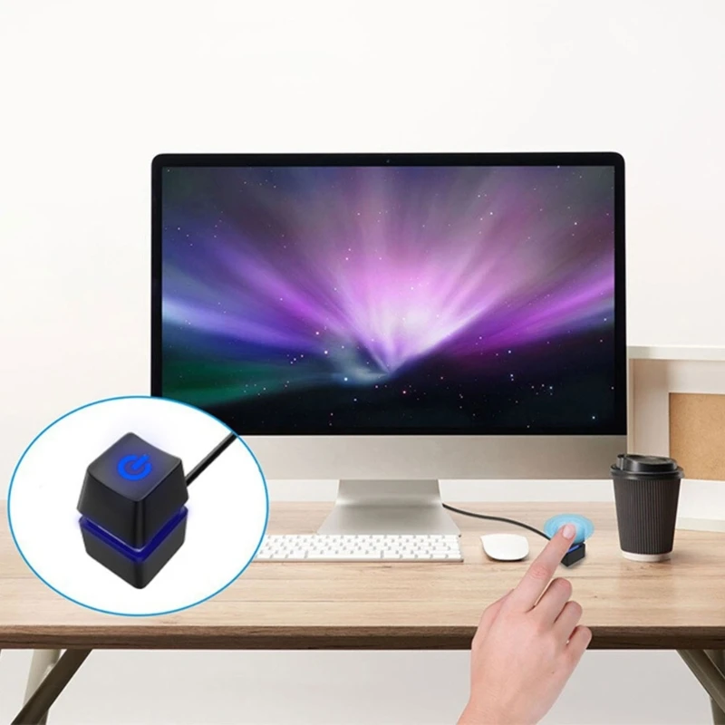 전원 공급 장치 제어 어댑터 코드 컴퓨터 데스크탑 전원 버튼 케이블 LED 조명 홈 오피스에 편리하고 스타일리쉬함