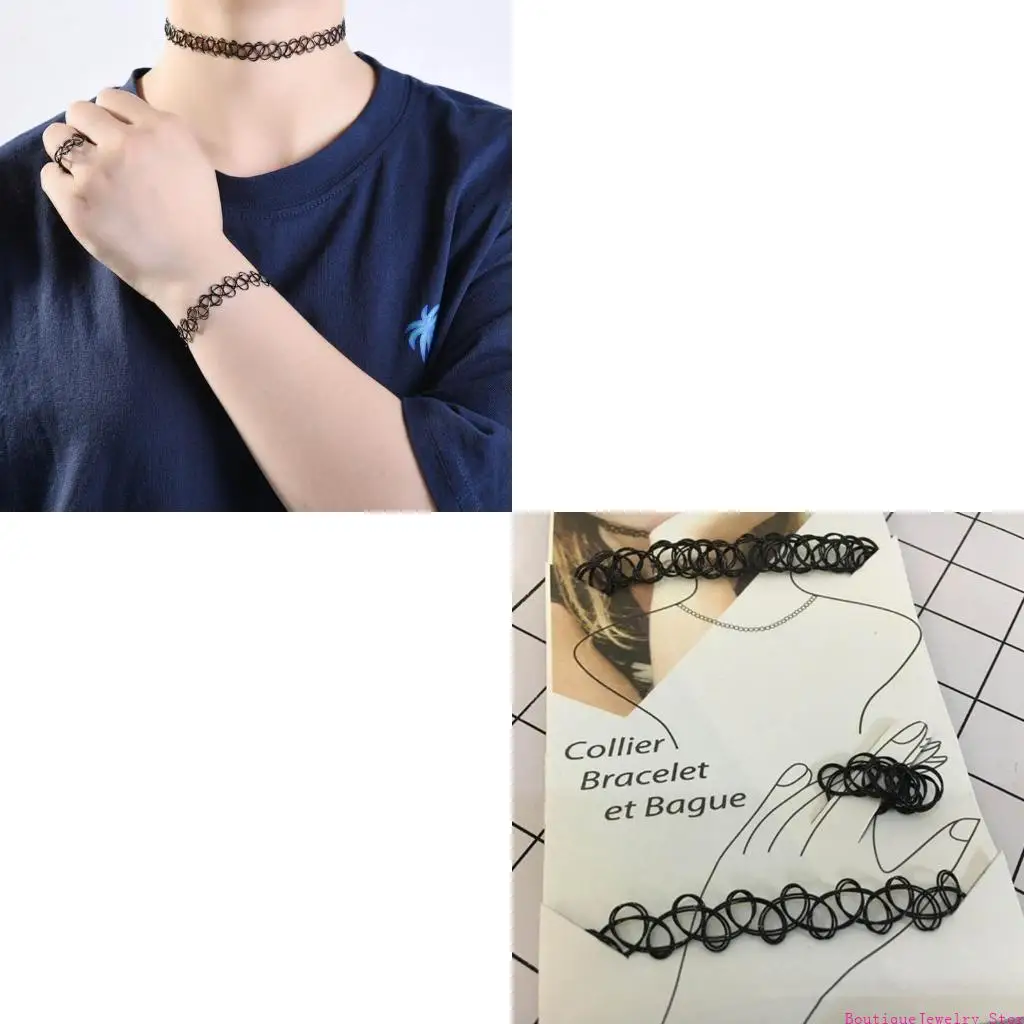 E1PE Elastic Stretchable Chokers Gothic Tattoos Choker Chain Jewelry for Women Girls