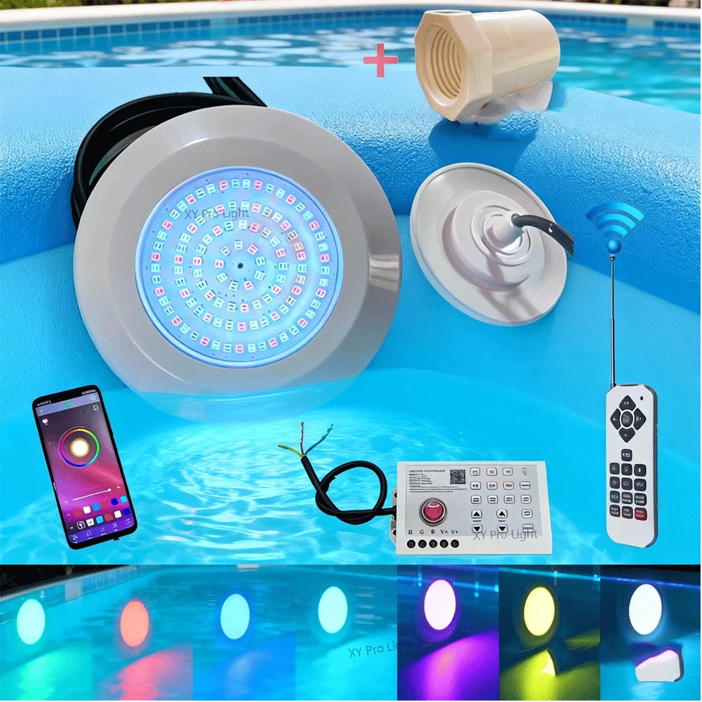 

Светодиодный RGB-светильник для бассейна 12 Вт, 12 В постоянного тока, с управлением по Bluetooth через приложение, для наружного/внутреннего использования, подводный светильник для фонтана, ландшафтный светильник, прожектор для бассейна