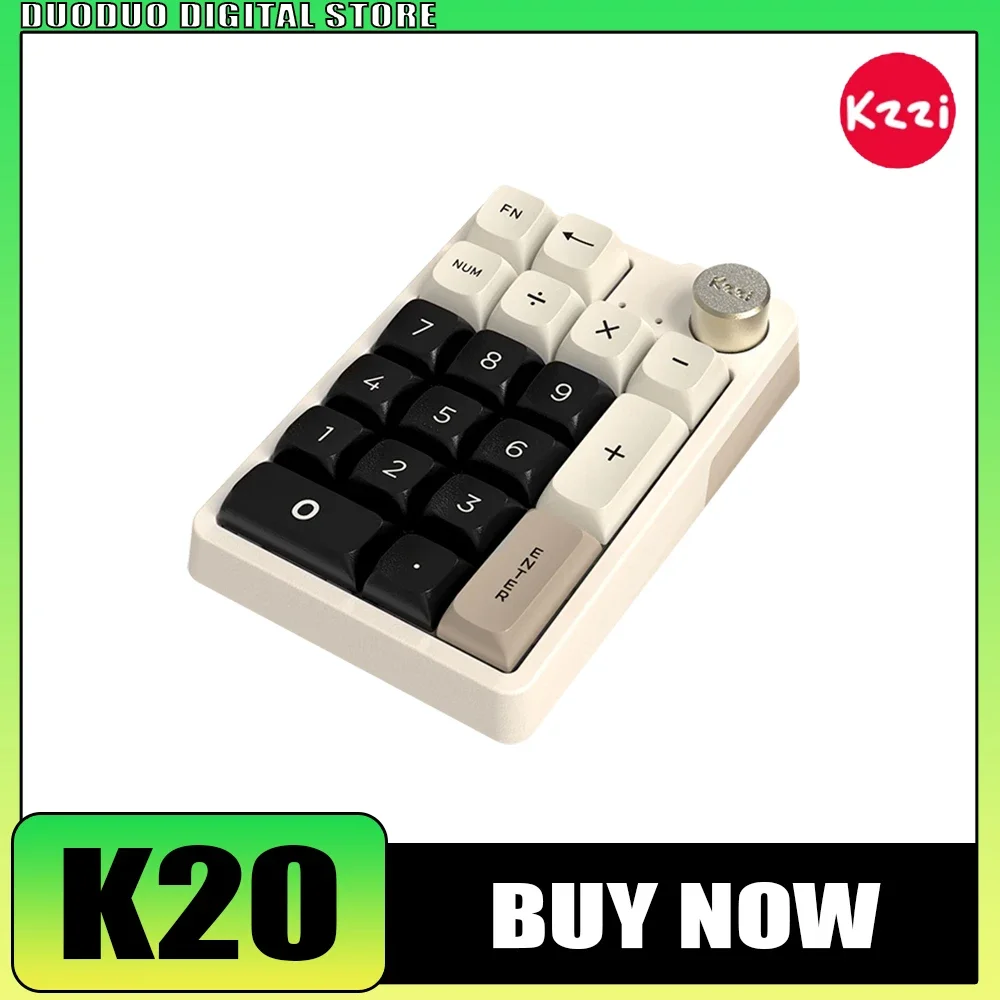 Kzzi K20 Wireless Keyboard Keypad Multifunctional Knob RGB Three Mode Hot Swap Mini Mechanical Keyboard Pc Gamer Accessories