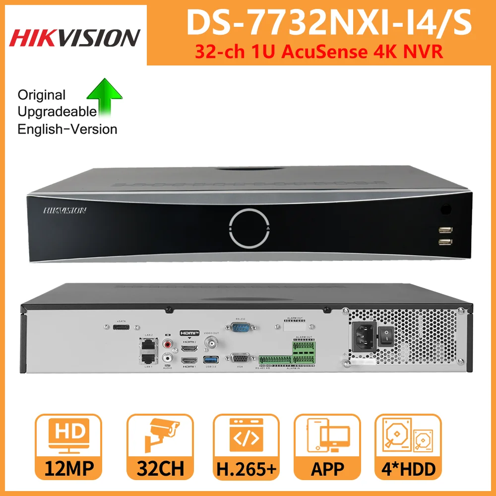 

Hikvision NVR DS-7732NXI-I4/S 32-ch 1U AcuSense 4K MD 2.0 Human Vehicle Facial Recognition 2-Way Audio Network Video Recorder