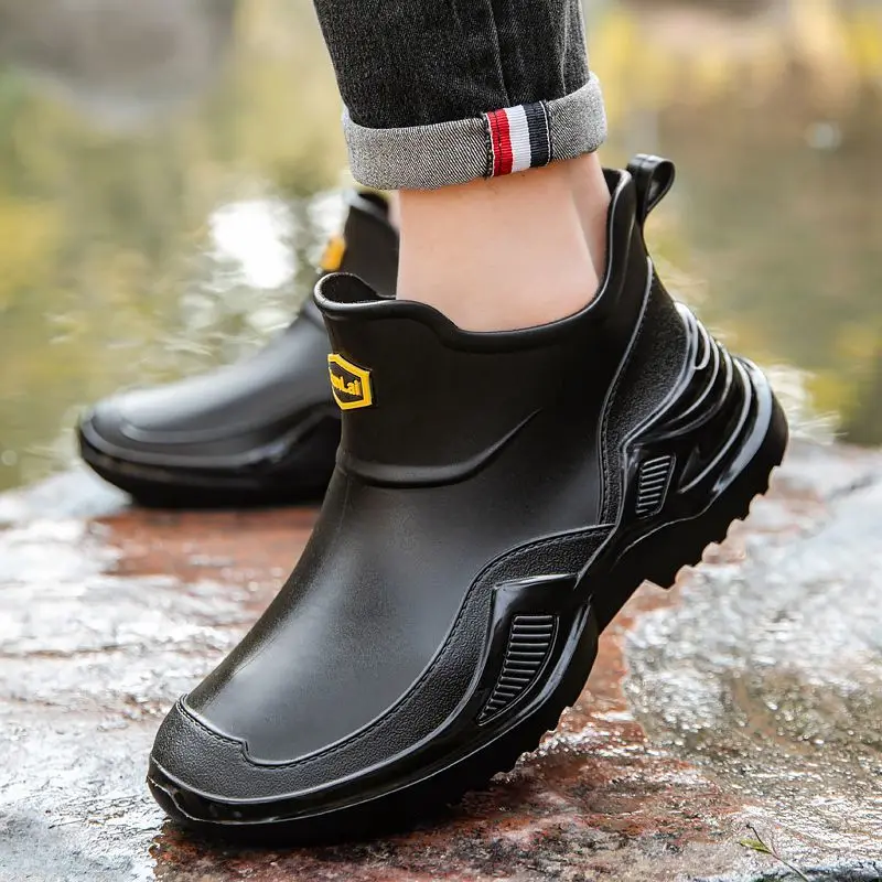 

Летние низкие кухонные непромокаемые мужские туфли для шеф-повара, рабочие износостойкие сапоги без шнуровки, дешевые грязевые уличные непромокаемые сапоги для мужчин