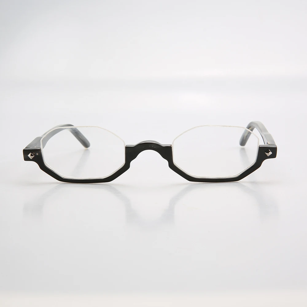 Black personality half-frame glasses  Hand-made natural horn material  Individual literary and fashion reading mirror