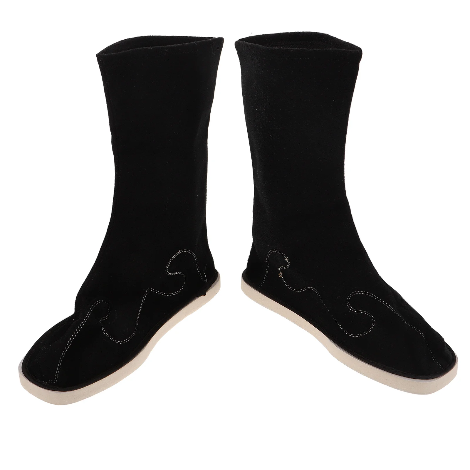 

1 Pair Chinese Hanfu Boots Men Traditional Martial Arts Shoes Midcalf Cosplay Black Size 38 Antislip Durable Pu Comfort Cultural