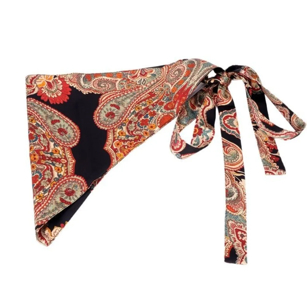 Cintura triangolare in stile etnico Stampa in stile cinese Cintura triangolare floreale Jeans Decor Accessori di abbigliamento