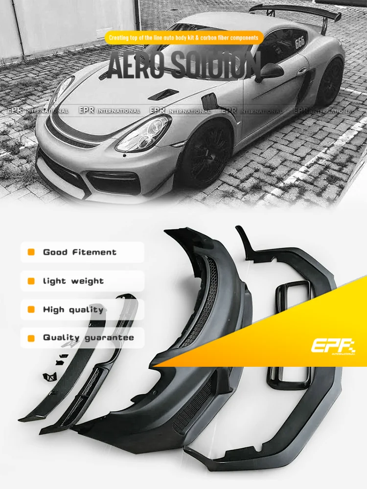 

Передний бампер в стиле Porsche 981 Cayman GT4, 3 шт. (с передней крышкой и противотуманной фарой) [передний бампер Porsche 981]