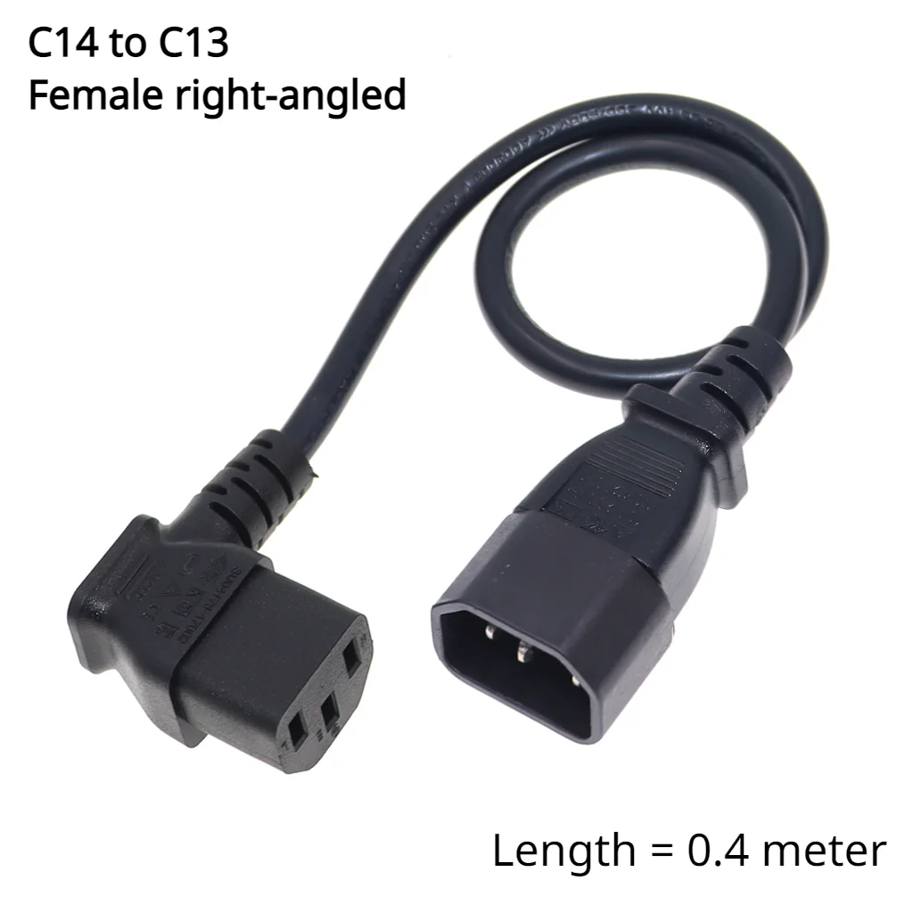 Adaptador de alimentação macho para fêmea IEC 320 C14 para C13 cabo de extensão angular de 90 graus para TV LCD LED Mount