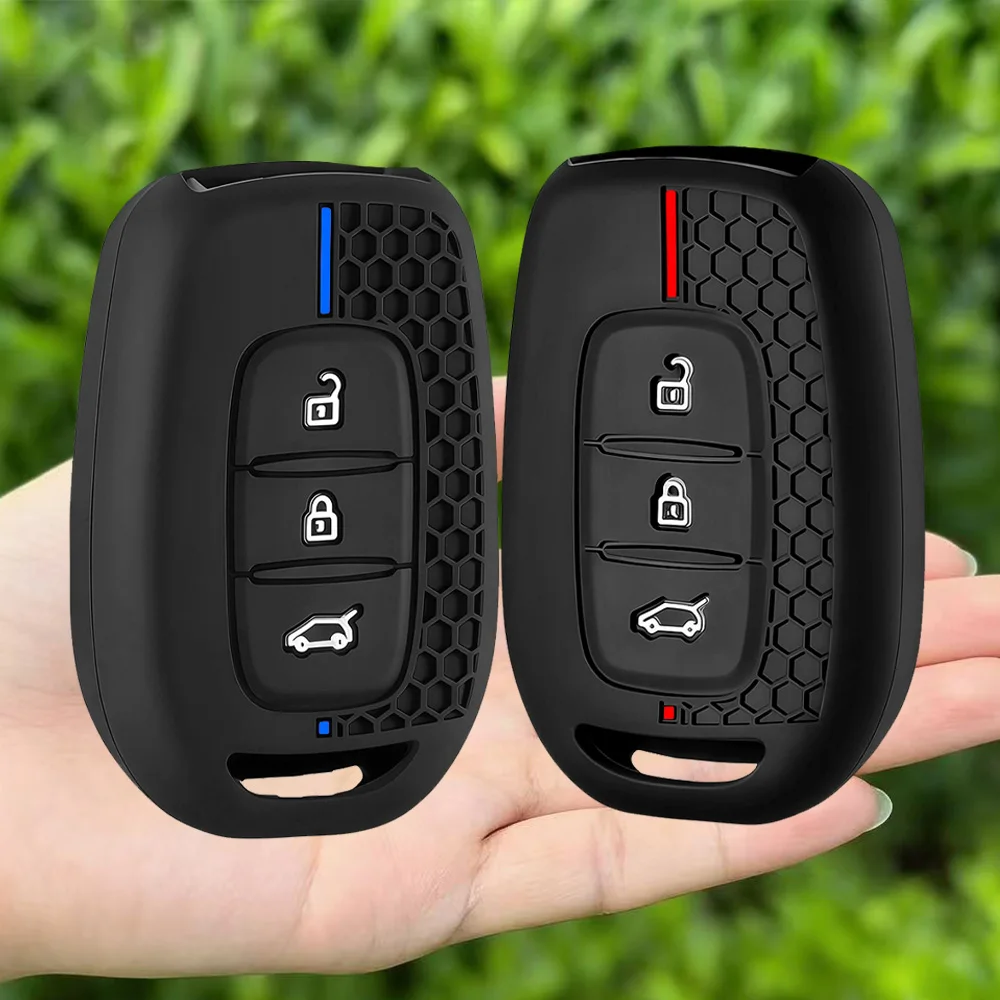 Capa de silicone para chave de carro com 3 botões, compatível com Renault Kwid, Traffic, Symbol, Dacia Sandero, Logan, Duster 2016, 2017, 2018.