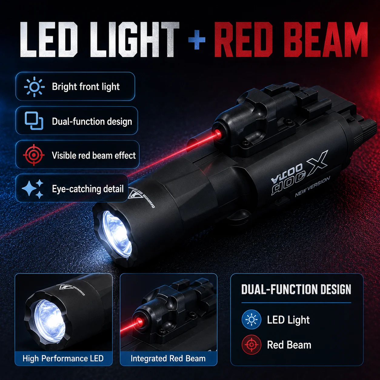 X300 X400 Look LED Lamp Ornament with Laser Effect 20MM Rail Base Collection Display Accessory