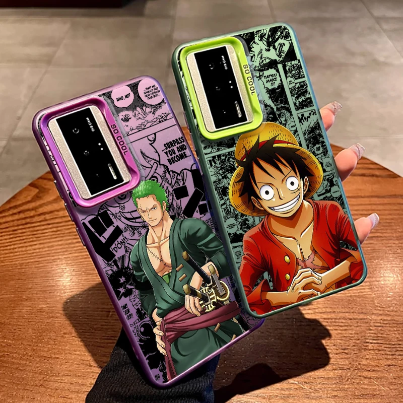 Comics One Piece Luffy Zoro For Redmi Note 13 12 12S 11 11S 11E 10 10T 10S 9C 9T Pro Plus Max Lite 5G Colorful Silver Cover