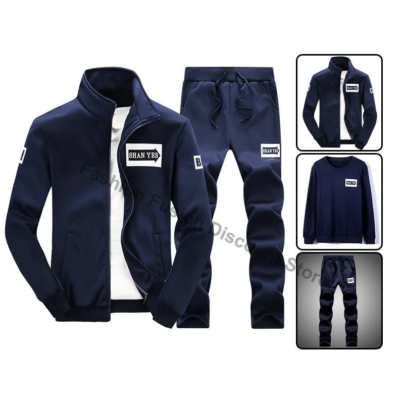 

2026 Men's Sets Hoodies+Jacket+Sweat Pants Spring And Autumn New Sweater Suit Men's Casual Sports Trend Three Piece Suit M-4XL