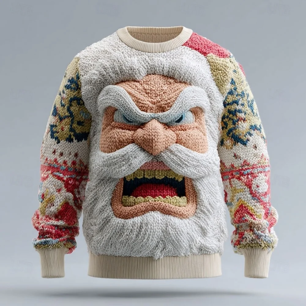 Ugly Christmas Sweater Warm Sweater for Man Sweater Fashion Crew Neck Knitted Long Sleeve Regular Tops Knit Christmas Sweater