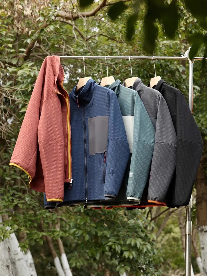 

Warm Fce Jaet Outdoor Men's Spring Autumn Stand Fit Long Sve Stand Collar Youth Trend Bata Patchwork Color Blo