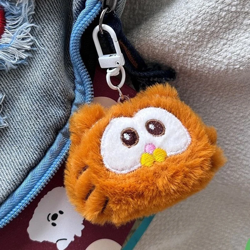 Cartoon Plush Orange Cat Doll Keychain Soft Stuffed Fluffy Bag Pendant Keyring Women Girls Birthday Gifts