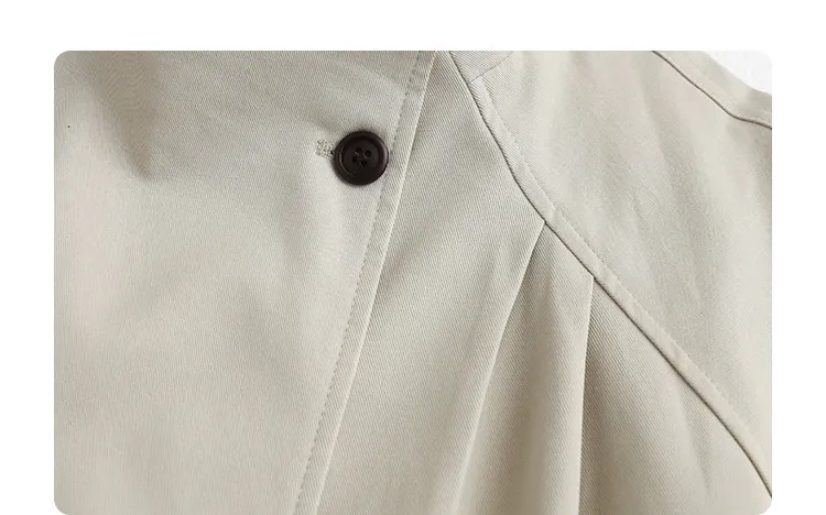 CHIC VEN Korean Women Mid Length PU Jacket Stand Collar One-button Laced Up Overcoat Office Lady Trench Coat Spring Autumn 2026