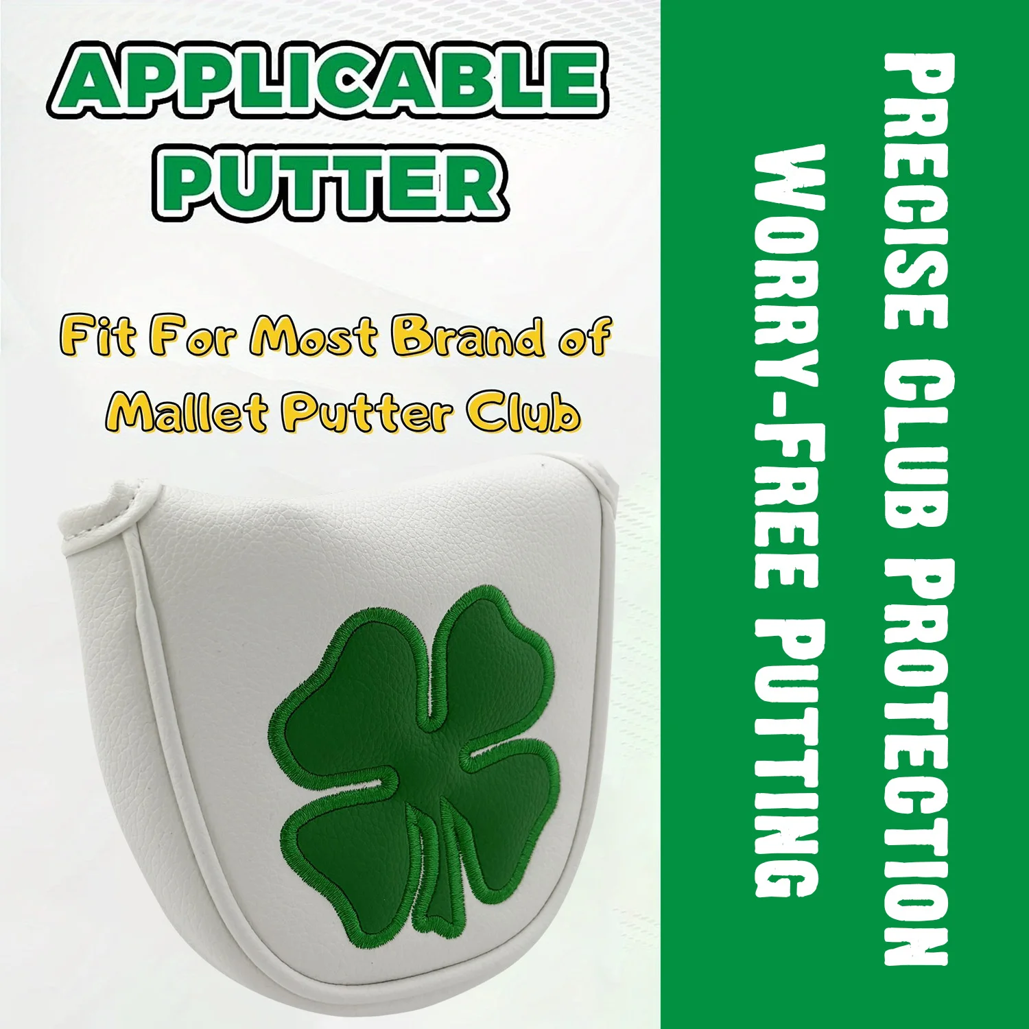 1pc Putter Head Cover, 'Clover' Pattern Golf Putter Covers, Protective Golf Club Covers and Mallet Putter Head Cover Accessories view 5