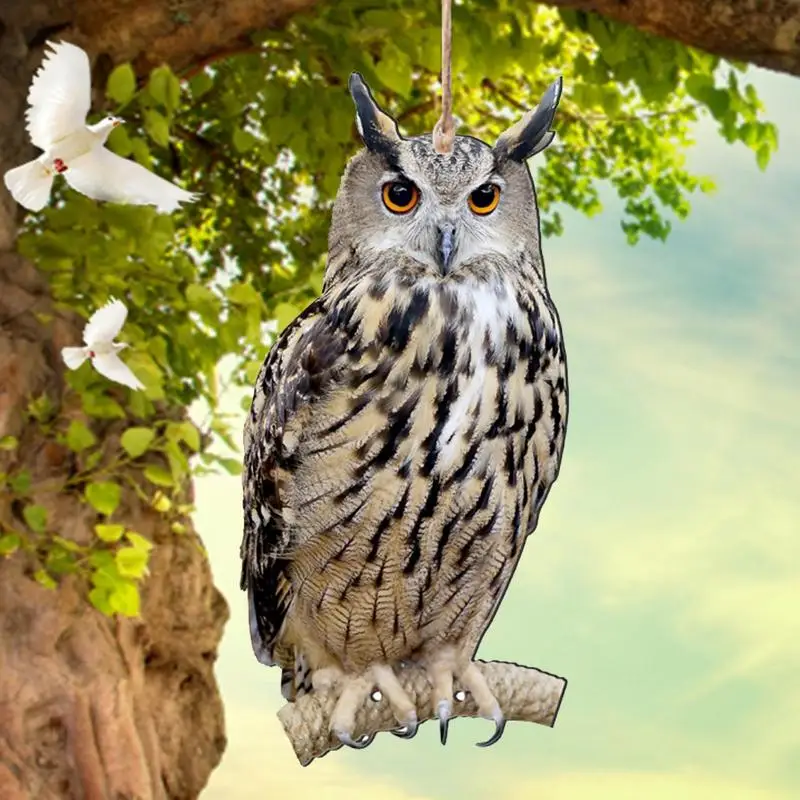 Bird Repel Devices Outdoor Owl Scarecrow Bird Repeller Pendant Decorative Scarer Pendant With Bell Fake Bird Scare Device