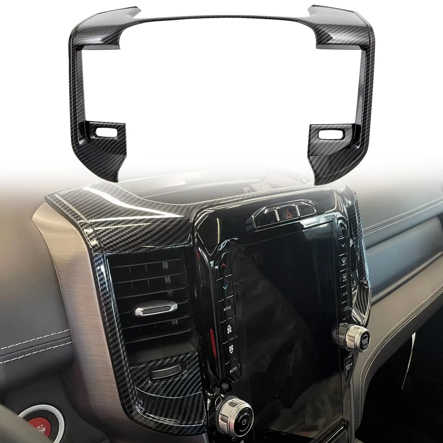 

for Ram 1500 2019-2023, Ram TRX 2021-2023 Mid Vent Carbon Fiber Overlay ABS Plastic 1pcs