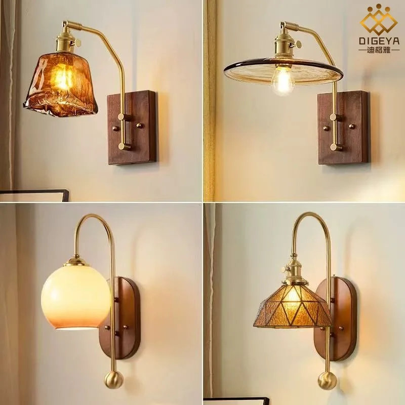 

Vintage Japanese Bamboo Woven Bedside Wall Lamp Dining Room Wicker Lamp Wooden Bedroom Farmhouse Country Indoor Decro Wall Light