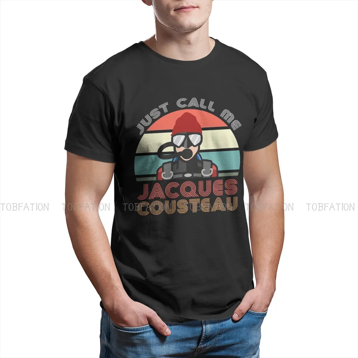 Jacques Cousteau Legend Round Collar TShirt Dive Scuba Diving Pure Cotton Original T Shirt Men Clothes Individuality Fluffy