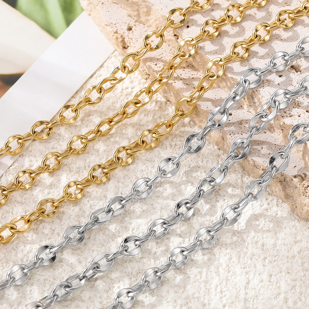 

1Meter/Pack 5/6mm Stainless Steel Flat Big Hole Chains for DIY Necklace Making Jewelry Making Findings Bracelet Supplies