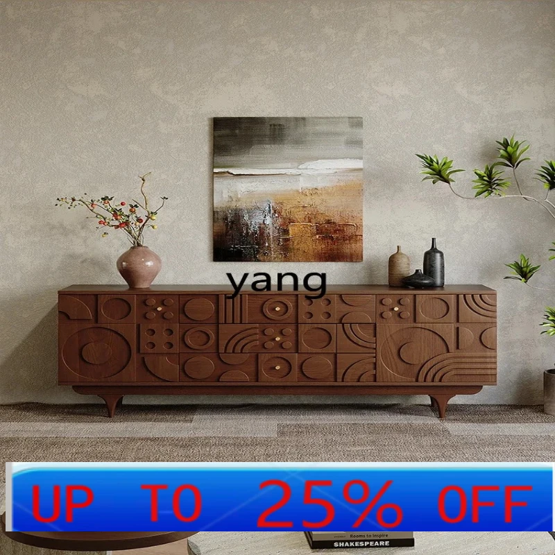 

LH solid wood carving flower living room home locker retro multi-purpose floor storage wall cabinet