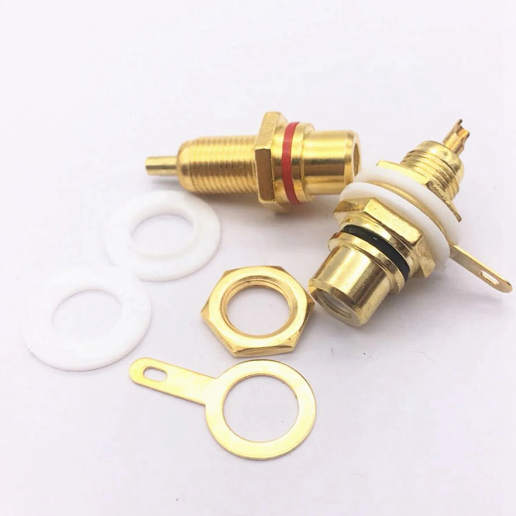 A98E-100Pcs Gold Plated RCA Terminal Jack Plug Female Socket Chassis Panel Connector For Amplifier Speaker
