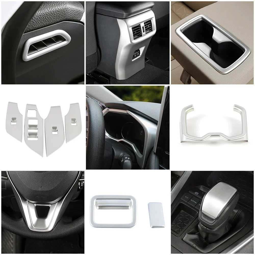 For Toyota Rav 4 Rav4 5 Gen 2019-2023 Interior Moulding Dashboard Central Control Color Change Modify ABS Matte Silver Sticker