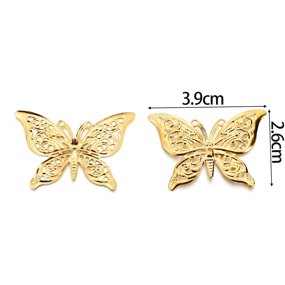 30Pcs/Pack Copper Butterfly Filigree Wraps Pendant Small Charms Necklace Earring Connectors For DIY Jewelry Making Accessories