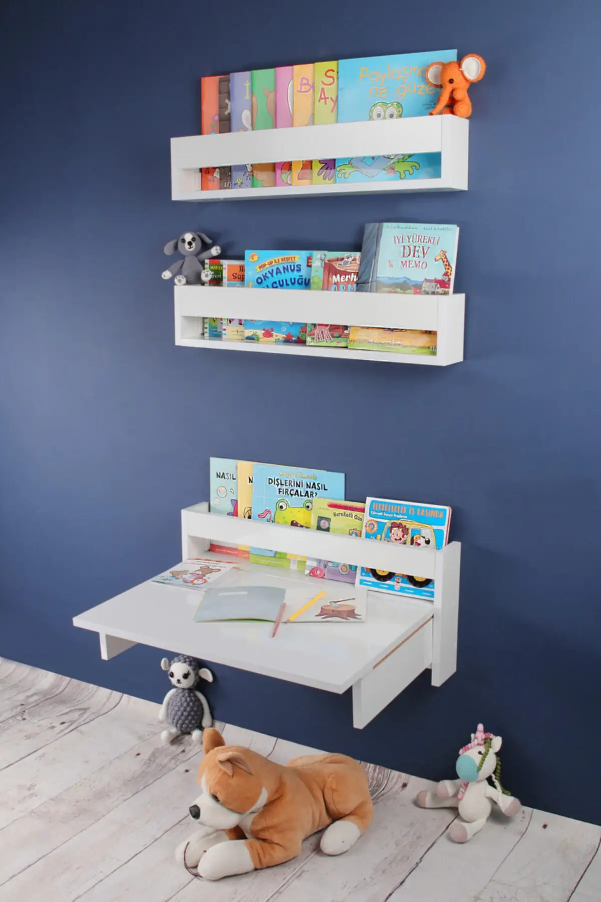 White Shelves Katlanabilir Tale Educational Montessori Bookcase