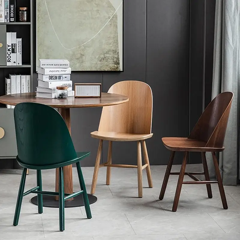 

！@Restaurant Nordic Furniture Plywood Ash Veneer Wooden Dining Room Modern Luxury Black Dining Chairs