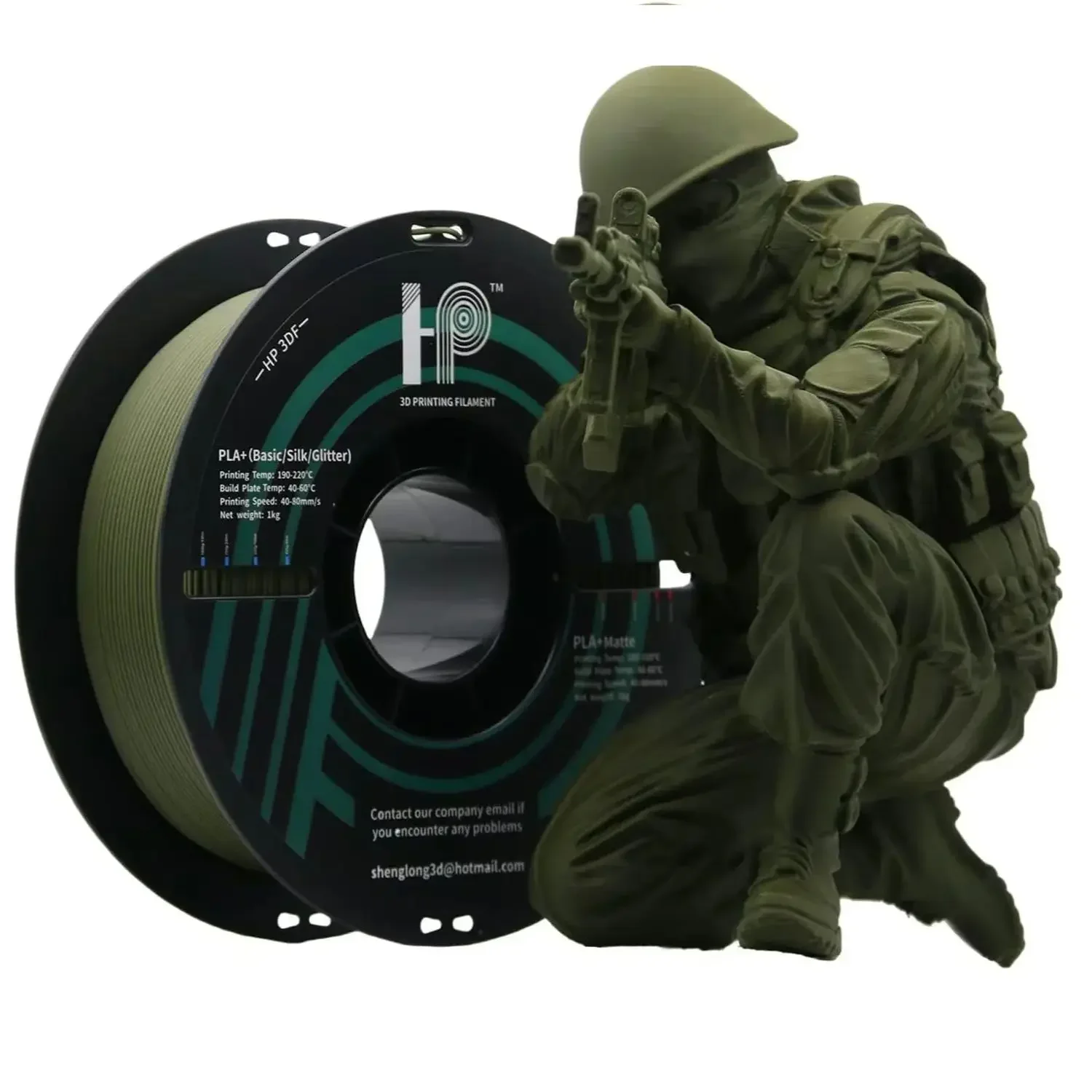 خيوط طابعة ثلاثية الأبعاد، خيوط HP3DF PLA، دقة الأبعاد 1.75 مم +/- 0.02 مم، بكرة 1 كجم (2.2 رطل)، تناسب معظم طابعات FDM