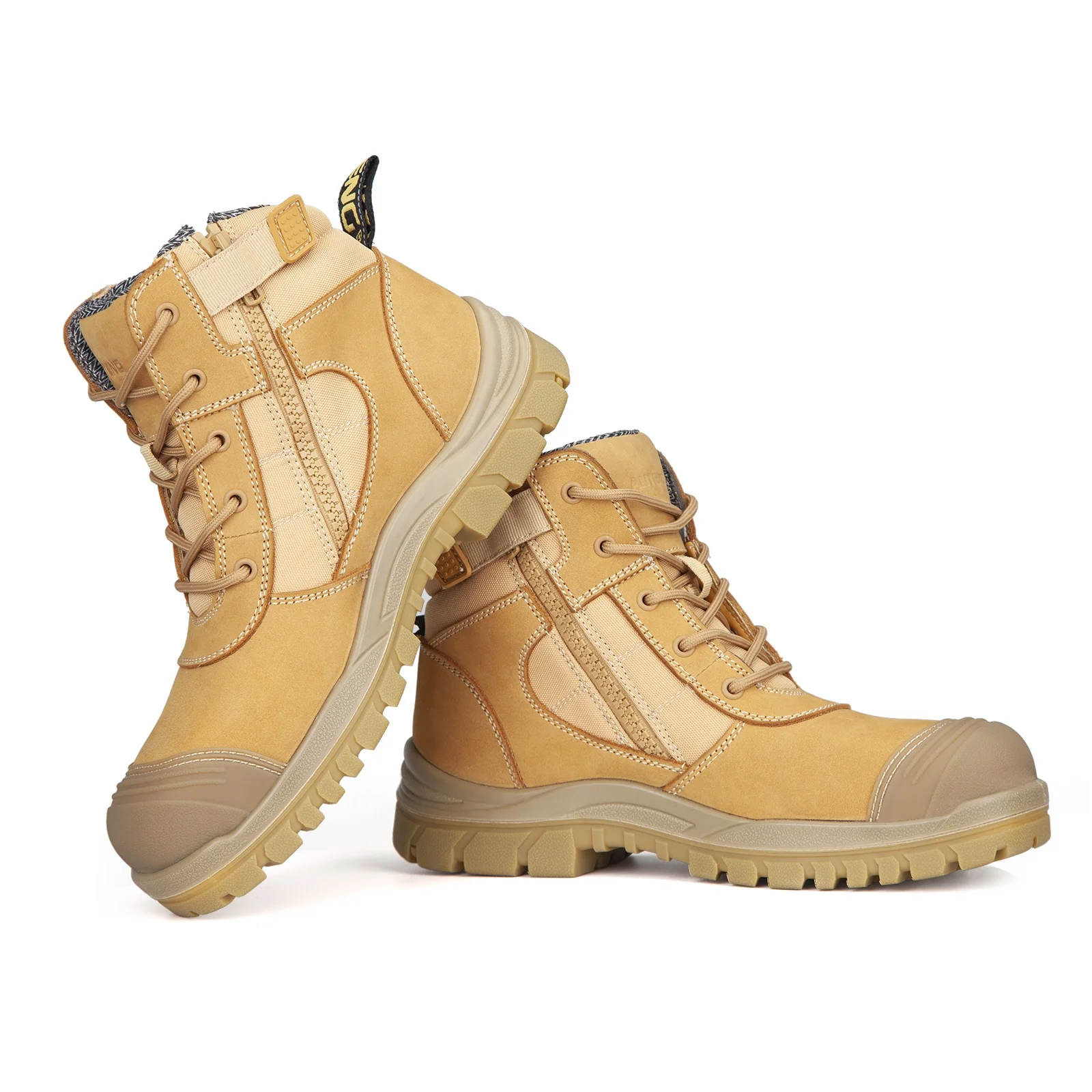 ANTENG Winter S1P Steel Toe Men Safety Boots Genuine Leather Mens Work Boots ESD Yellow Anti-Smashing Safety Shoes for Men