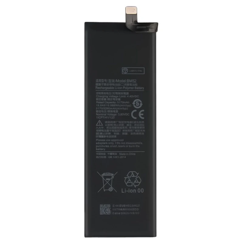 BM52 High Quality Phone Battery 3.85V 5250mAh For Xiaomi Mi Note 10 Lite/ Mi Note 10 Pro /CC9pro Brand New Replacement Battery