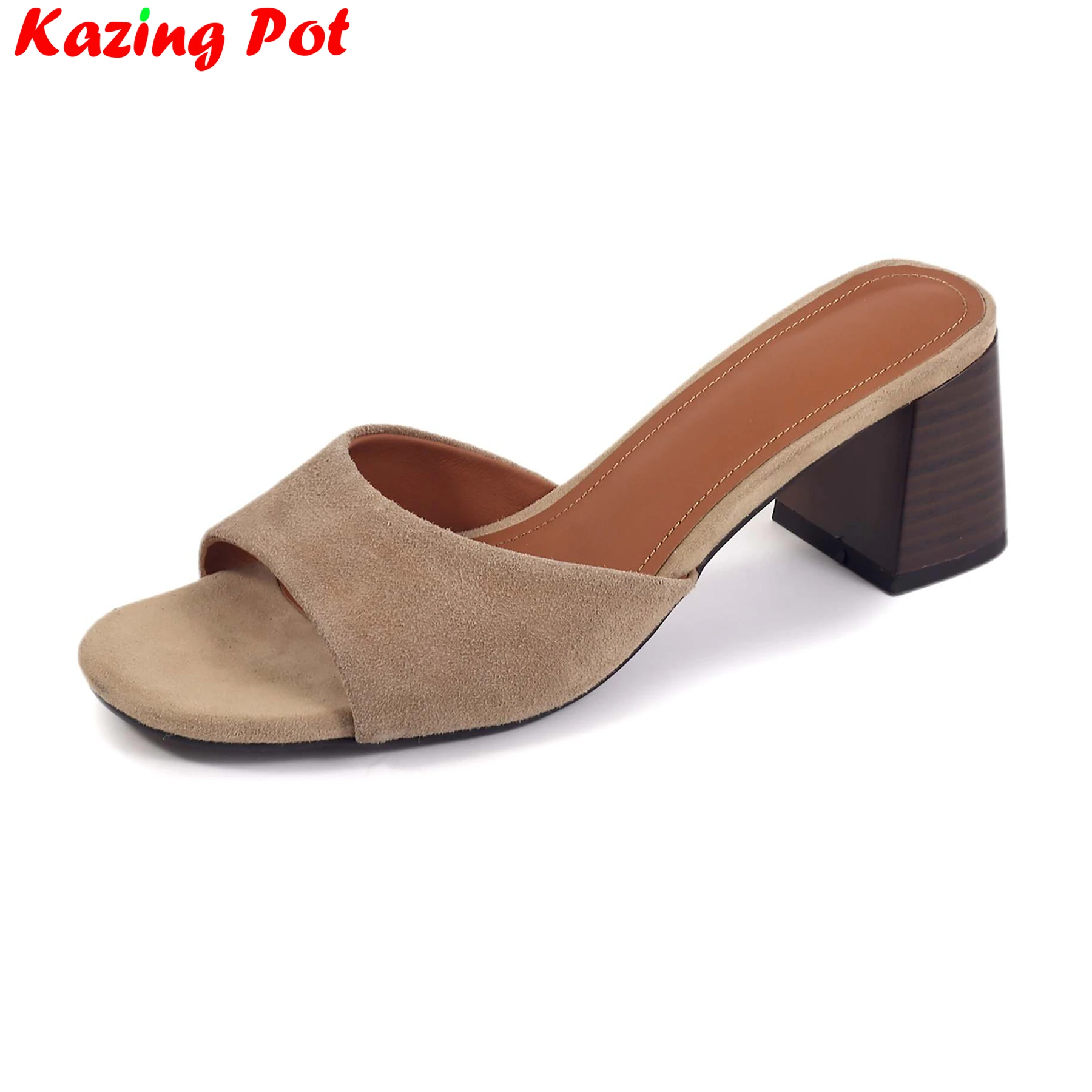 

Krazing Pot Superstar, замшевые летние туфли на высоком каблуке с открытым носком, элегантные сабо с открытой пяткой, современные женские сандалии в стиле ретро для свиданий и вечеринок