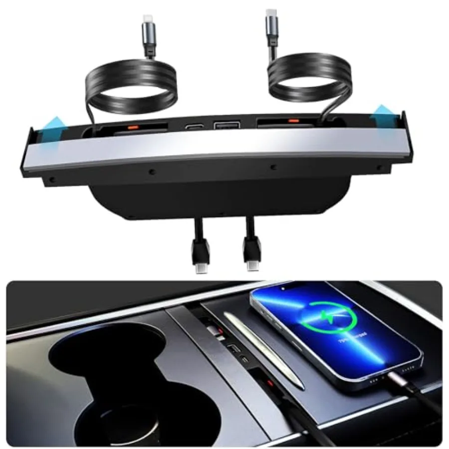 

Upgrade USB Charger Hub Yand3, 4-Ports Center Console Retractable Phone Charger, Y/3 Accories 2024 2023 2022 2021 Not Compatibl