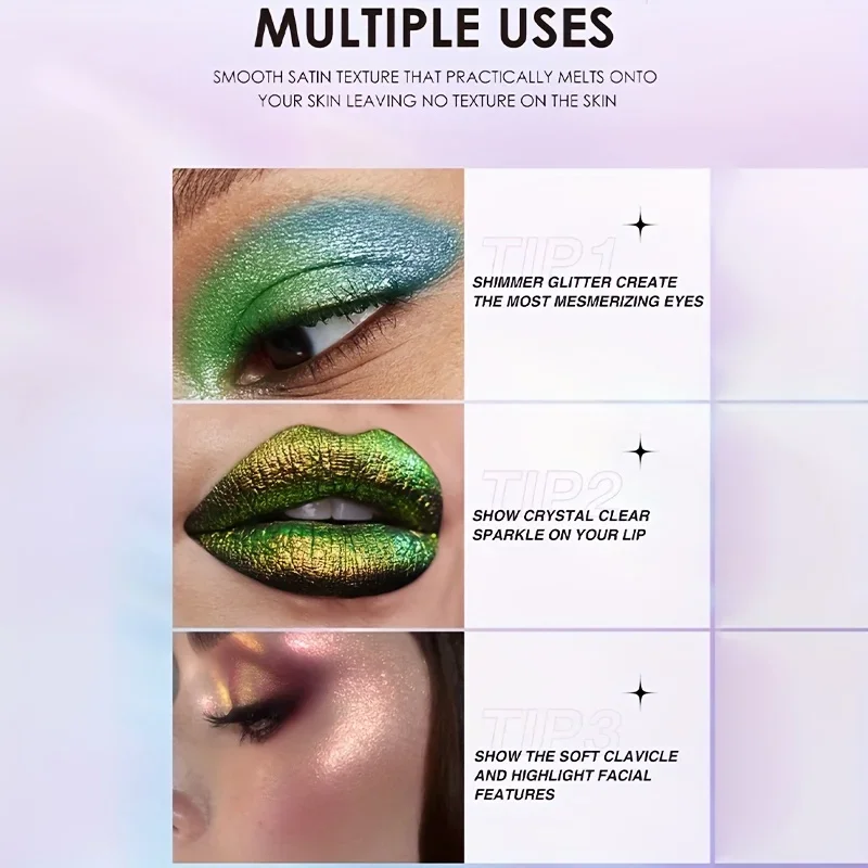 Zestaw cieni do powiek w płynie Diamond Shimmer - perłowy wykończenie, wysokopigmentowy, długotrwały brokatowy cień do powiek dla olśniewającego uroku