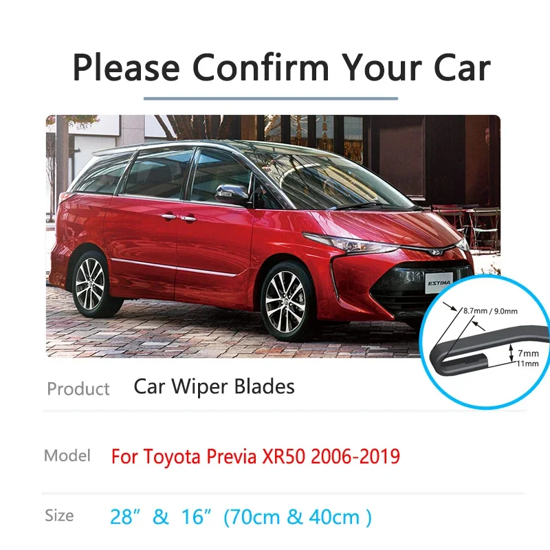 For Toyota Previa Estima Tarago XR50 2006~2019 Front Wiper Blades Window Windshield Windscreen Brushes Car Accessories U J Hook