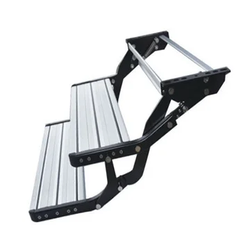 Chinese Factory Aluminum Alloy Double Layers RV Manual Folding Ladder Side Step For Caravan